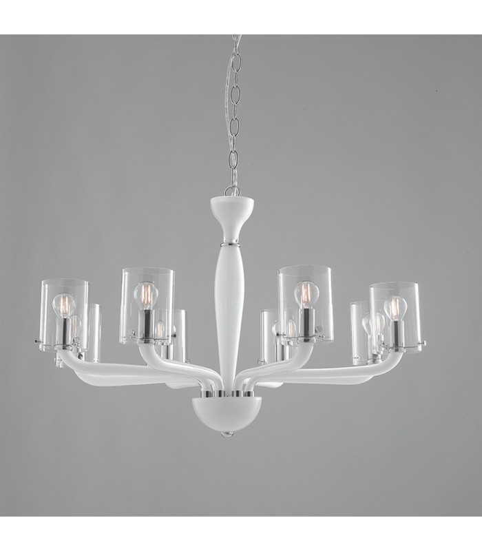 AURORA 8 Light Chandeliers with Shades White 79.2x48cm