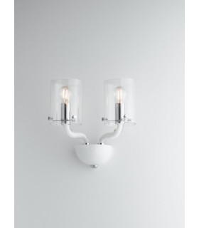 AURORA Wall Lamp with 2 Light Glass Shades White 31x24x17cm
