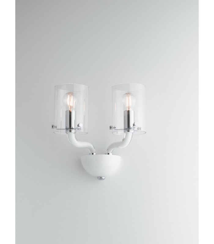AURORA Wall Lamp with 2 Light Glass Shades White 31x24x17cm