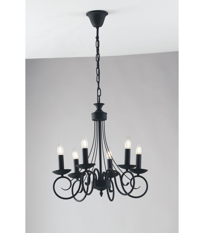 BEATRICE 6 Light Chandeliers Anthracite 50x52cm-1