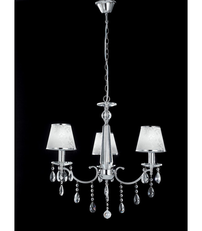 BOEME 3 Light Chandeliers with Shades Chrome Crystals And 68cm
