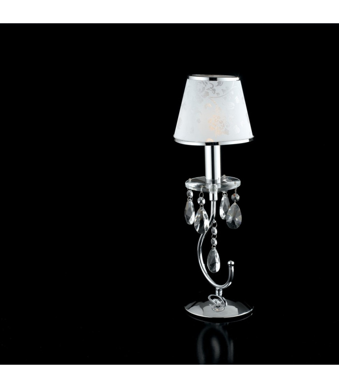 BOEME Table Lamp with Round Tapered Shade Chrome Crystals And 16x44cm-1