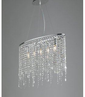 BREEZE 5 Light Pendant Ceiling Light Chrome K9 Crystals 66.5x23.5x46cm