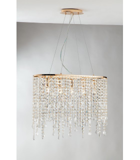 BREEZE 5 Light Pendant Ceiling Light Gold K9 Crystals 66.5x23.5x46cm