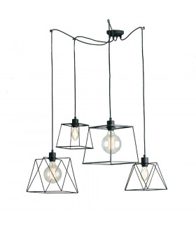 BROOKLYN 4 Light Cluster Pendant Ceiling Light Black 250cm-1