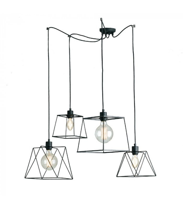 BROOKLYN 4 Light Cluster Pendant Ceiling Light Black 250cm-1