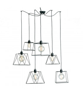 BROOKLYN 6 Light Cluster Pendant Ceiling Light Black 250cm