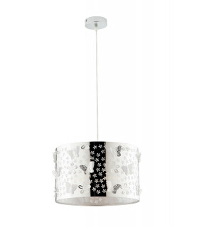 BUTTERFLY Cylindrical Pendant Ceiling Light Chrome 35x22cm-1