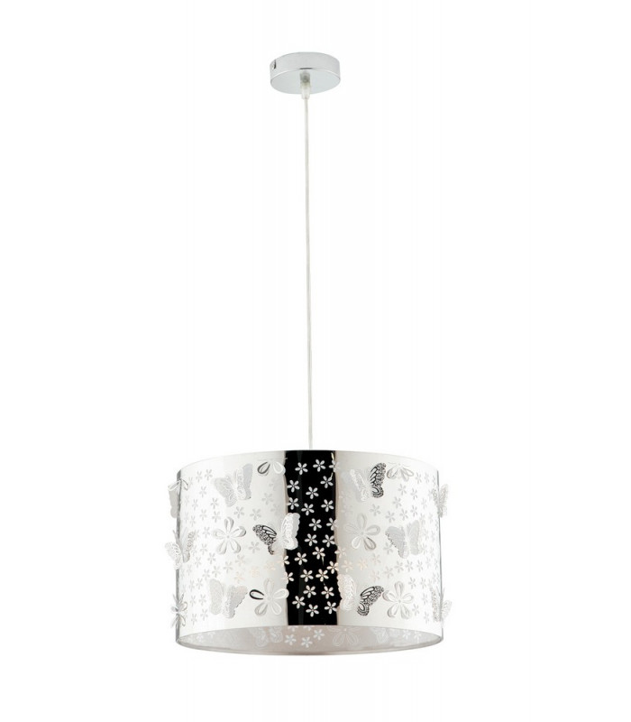 BUTTERFLY Cylindrical Pendant Ceiling Light Chrome 35x22cm-1