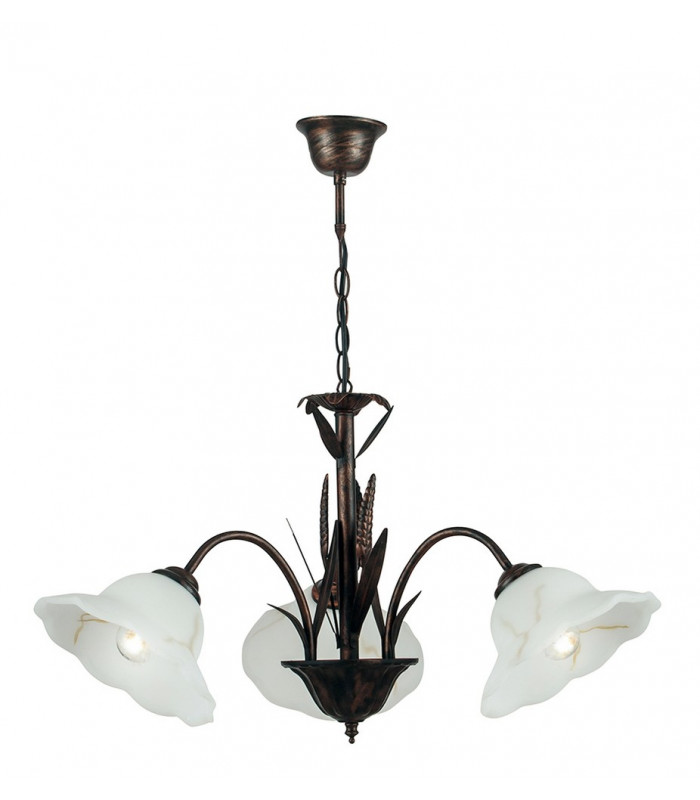 BYRON 3 Light Multi Arm Pendant Ceiling Light Rust 64x50cm