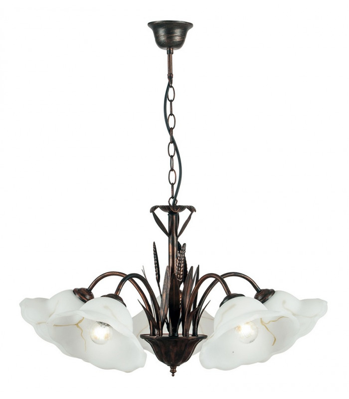 BYRON 5 Light Multi Arm Pendant Ceiling Light Rust 64x50cm-1