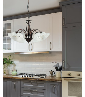 BYRON 5 Light Multi Arm Pendant Ceiling Light Rust 64x50cm-2