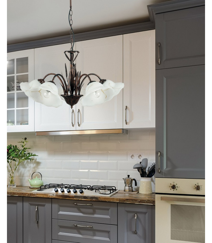 BYRON 5 Light Multi Arm Pendant Ceiling Light Rust 64x50cm-2