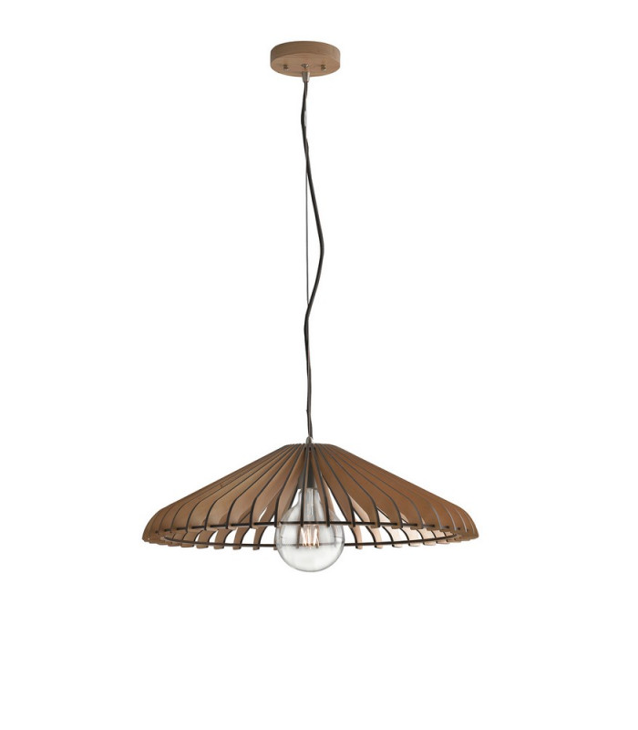 CALDER Wire Frame Pendant Ceiling Light Wood 30x10.5cm