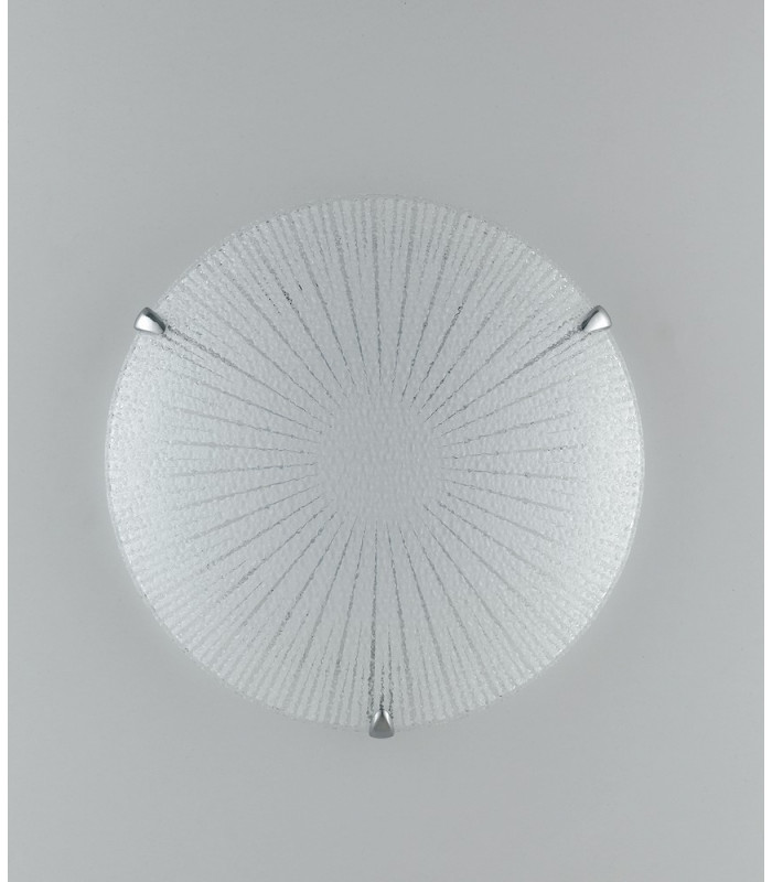CHANTAL LED Patterned Glass Flush Ceiling Light White 1100lm 4000K 30cm-2