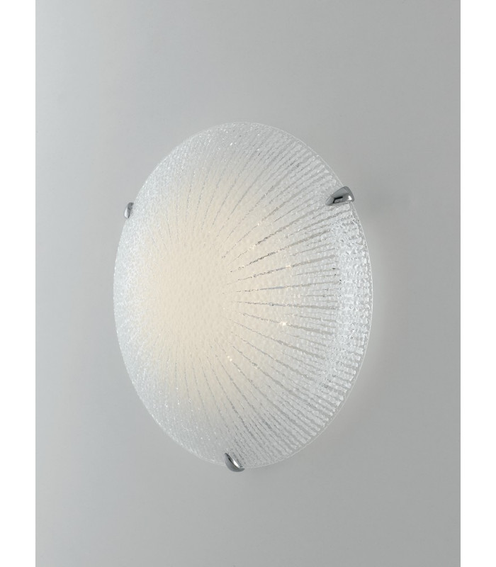 CHANTAL LED Patterned Glass Flush Ceiling Light White 1100lm 4000K 30cm-3
