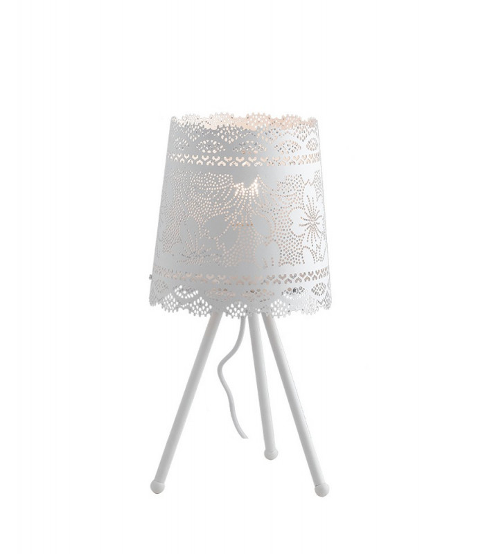 CLUNY Table Lamp with Round Tapered Shade White 20x46cm