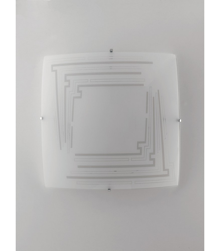CONCEPT 2 Light Patterned Glass Flush Ceiling Light White 30x30cm-2