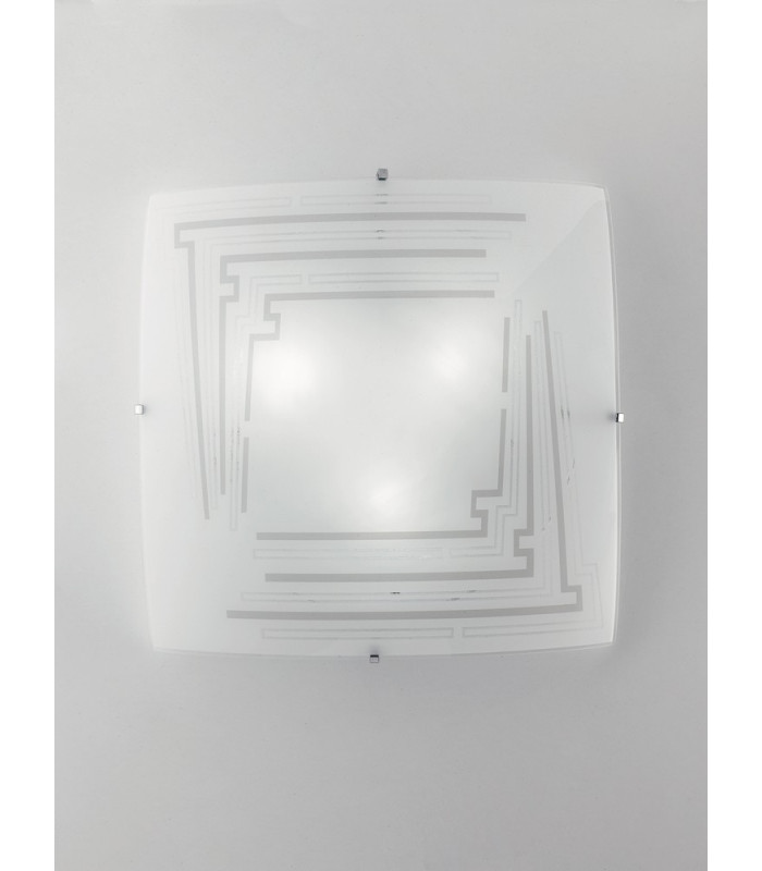 CONCEPT 2 Light Patterned Glass Flush Ceiling Light White 30x30cm-3