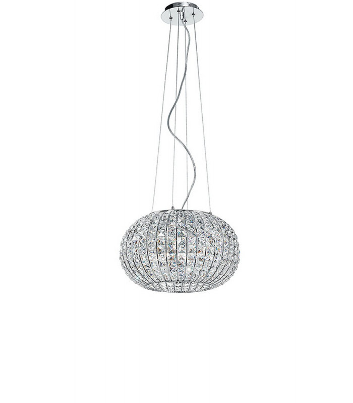 CONCERT 5 Light Pendant Ceiling Light Chrome K9 Crystals 45x28cm-1