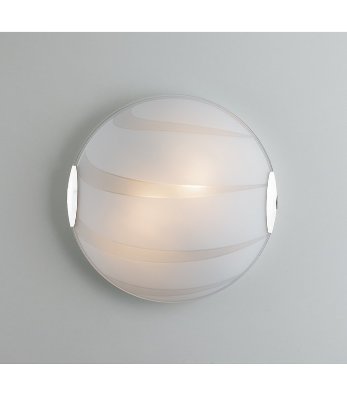 2 Light Flush Ceiling Light Glass White 30cm-3