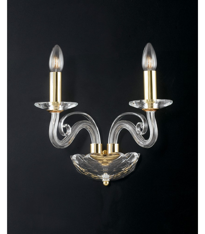 EPOQUE Twin 2 Light Candle Wall Light Gold Crystal 36x31x23cm
