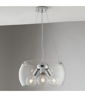 EQUATORE 3 Light Cylindrical Pendant Ceiling Light Transparent 40x20cm-1