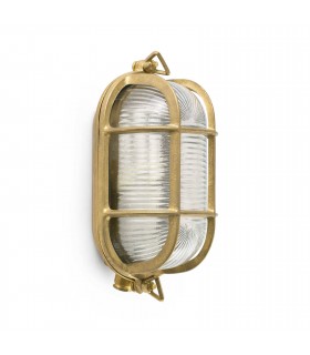 1 Light Outdoor Bulkhead Wall Light Brass IP65, E27 - 1