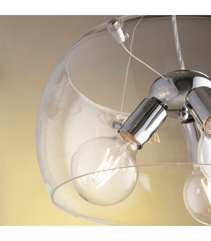 EQUATORE 3 Light Cylindrical Pendant Ceiling Light Transparent 40x20cm-3