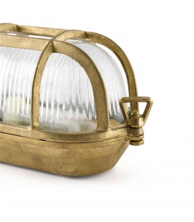1 Light Outdoor Bulkhead Wall Light Brass IP65, E27 - 2
