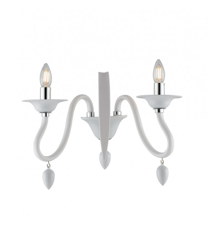 ESTEFAN Twin 2 Light Candle Wall Light White 39x29x23cm
