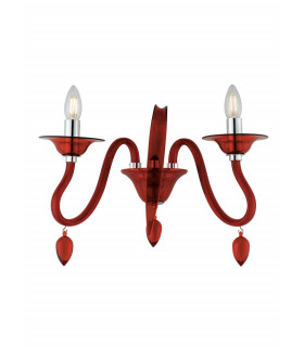 ESTEFAN Twin 2 Light Candle Wall Light Red 39x29x23cm