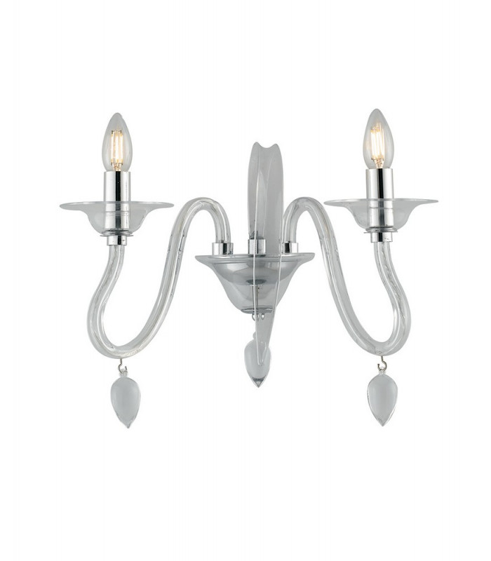 ESTEFAN Twin 2 Light Candle Wall Light Transparent 39x29x23cm