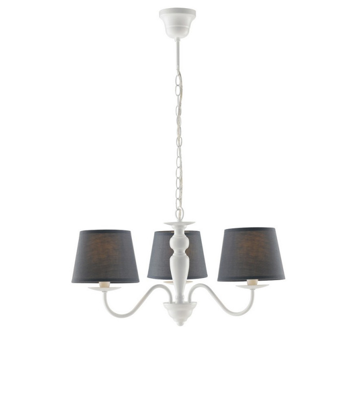 FAVOLA 3 Light Chandeliers with Shades White Fabric 56x30cm