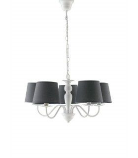 FAVOLA 5 Light Chandeliers with Shades White Fabric 56x30cm