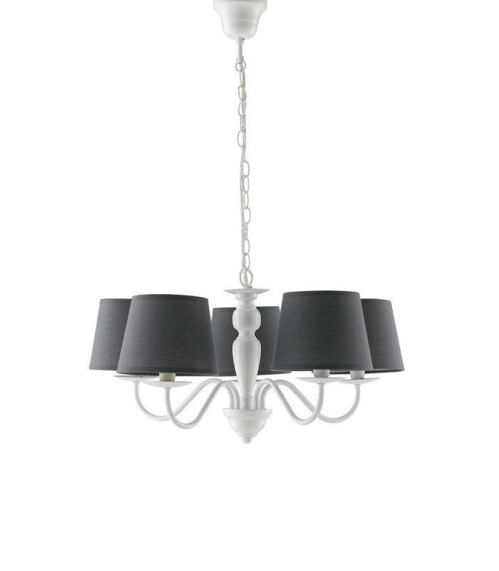FAVOLA 5 Light Chandeliers with Shades White Fabric 56x30cm