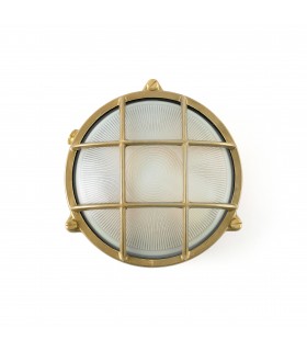 1 Light Outdoor Bulkhead Wall Light Brass IP65, E27 - 1