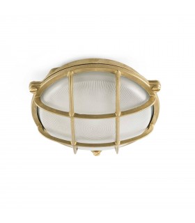 1 Light Outdoor Bulkhead Wall Light Brass IP65, E27 - 2