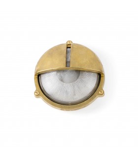1 Light Outdoor Bulkhead Wall Light Brass IP44 - 1