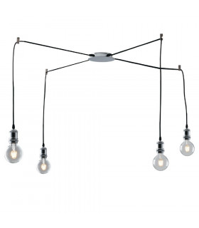 GROOVE 4 Light Cluster Pendant Ceiling Light Chrome 250cm-1