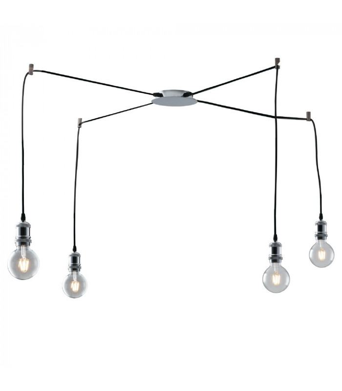 GROOVE 4 Light Cluster Pendant Ceiling Light Chrome 250cm-1