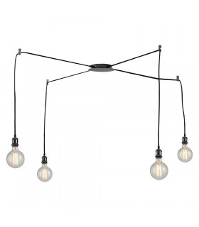 GROOVE 4 Light Cluster Pendant Ceiling Light Black 250cm-1