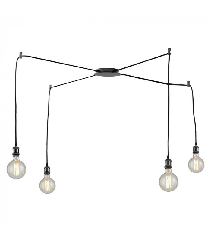 GROOVE 4 Light Cluster Pendant Ceiling Light Black 250cm-1