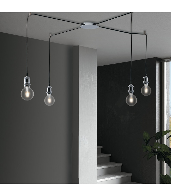 GROOVE 4 Light Cluster Pendant Ceiling Light Black 250cm-2