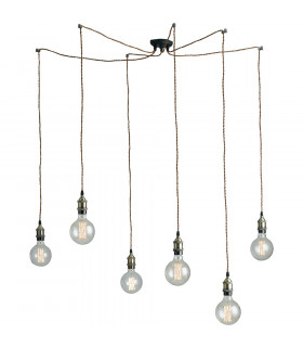 GROOVE 6 Light Cluster Pendant Ceiling Light Copper 250cm