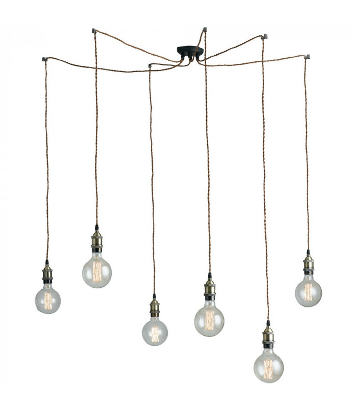 GROOVE 6 Light Cluster Pendant Ceiling Light Copper 250cm