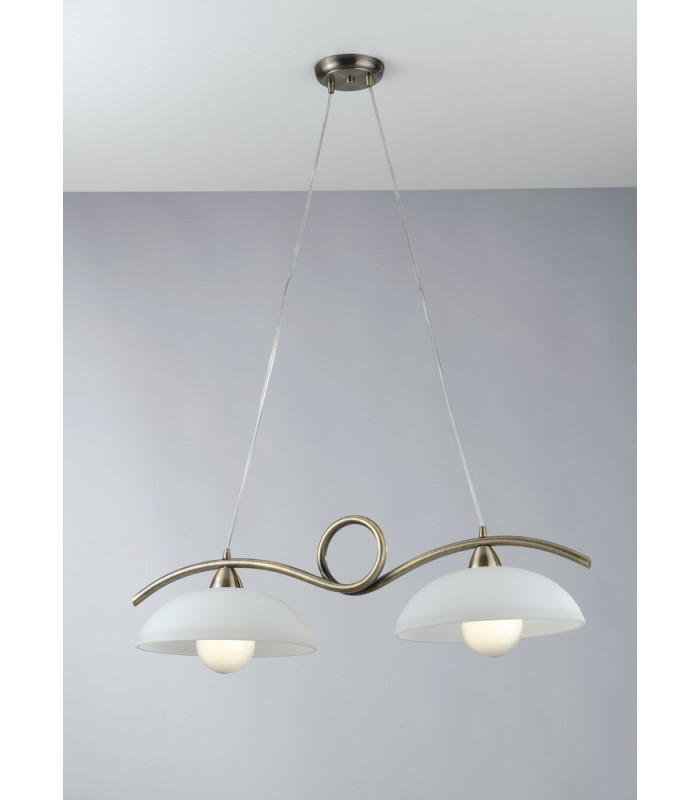 HALLEY 2 Light Straight Bar Pendant Ceiling Light Brown 76x30x24cm-3