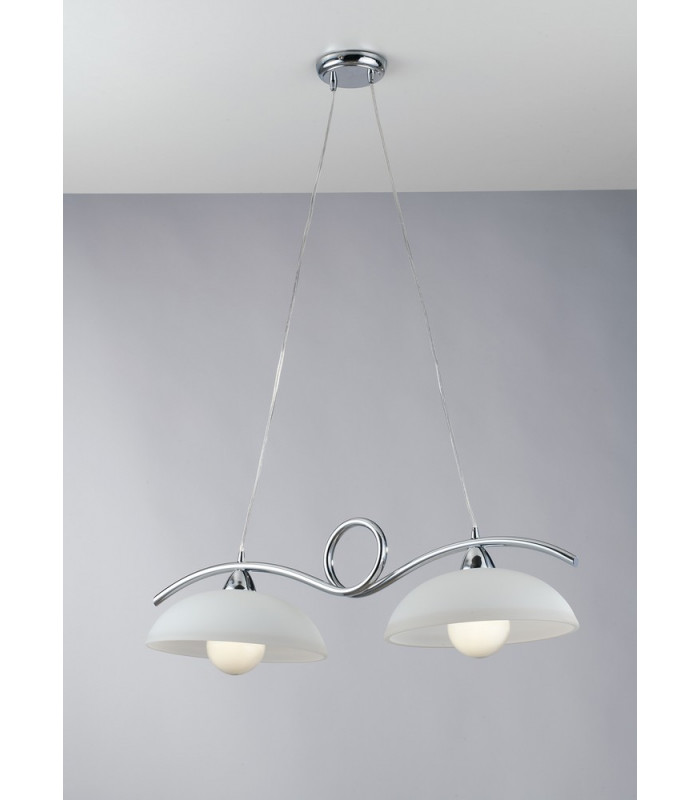 HALLEY 2 Light Straight Bar Pendant Ceiling Light Chrome 76x30x24cm-2