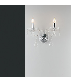 INCANTO Twin 2 Light Candle Wall Light Chrome Crystal 40x34x18cm-1