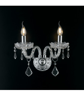 INCANTO Twin 2 Light Candle Wall Light Chrome Crystal 40x34x18cm-2